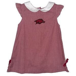 Vive La Fete Arkansas Razorbacks Toddler Red Micro Gingham A-Line Dress Size 2T